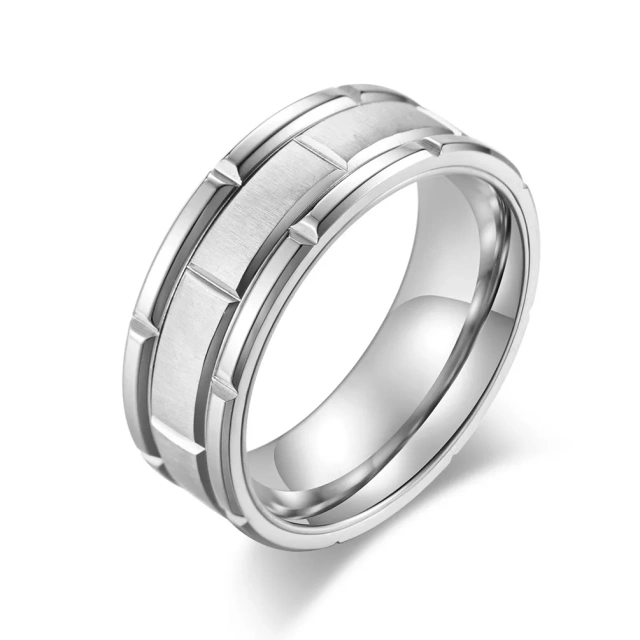 Stainless Steel Brushed Combination Ring Simple Hipster Wedding Engagement Couple Ring