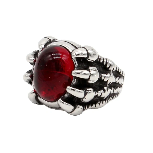Wholesale Personality Vintage Punk Claw Ruby Ring Titanium Steel Ring Men Stainless Steel