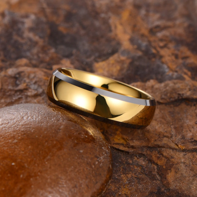 RTS 18K Gold Plated Domed Tungsten Rings - Highly Polished