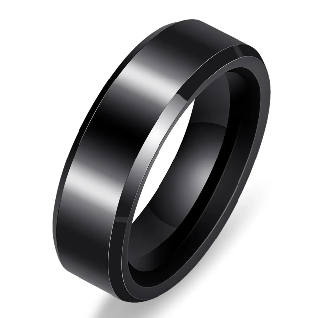 Classic 6mm Black and White Ceramic Wedding Band Engagement Party and Anniversary Ring