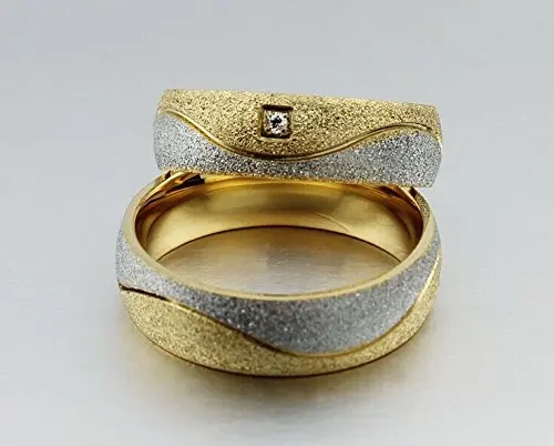 Love Zircon Couple Ring Set Mens Women Diamond Tungsten Rings with Free Engraving Men and Women Name