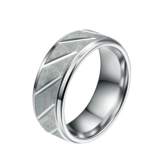 Guangzhou Wholesale Ready to Ship 8mm Grooved Stepped Edges Tungsten Carbide Steel Ring Silver Wedding Rings for Men Women