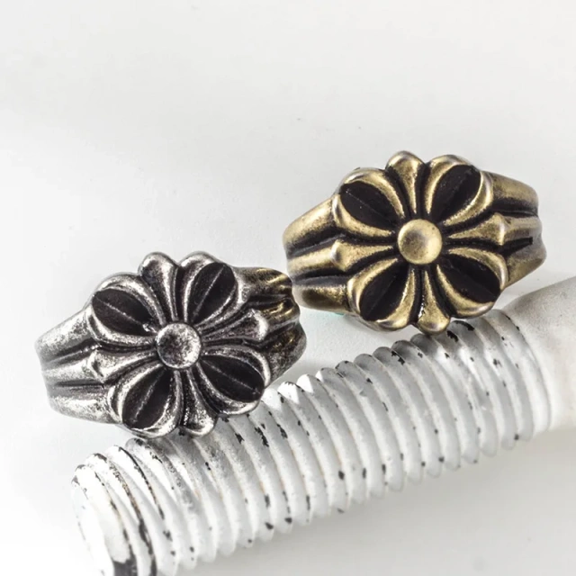 Flower Silver Mens Rings Stainless Steel Ring Men Antique Vintage Trendy Couple Ring