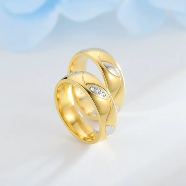 China Supplier Bulk Order Stainless Steel Couple Ring 18K Plated Gold Couple Ring