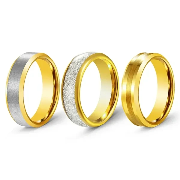 Custom 6mm 8mm High Polish Fashion Rings Jewelry 18K 24K Gold Tungsten Ring for Wedding Rings