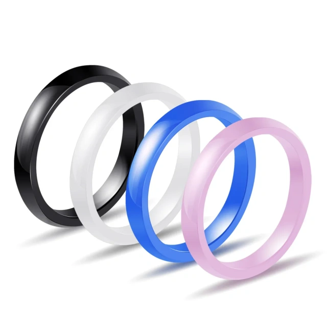 Simple Fashion 3mm Ceramic Ring Colorful Couple Ring for Engagement Gift Party Anniversary-Classic Style