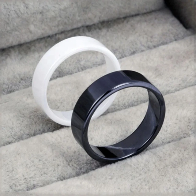 Luxury High Polished Men Ring 6mm 8mm White Black Ceramic Rings Wedding Rings