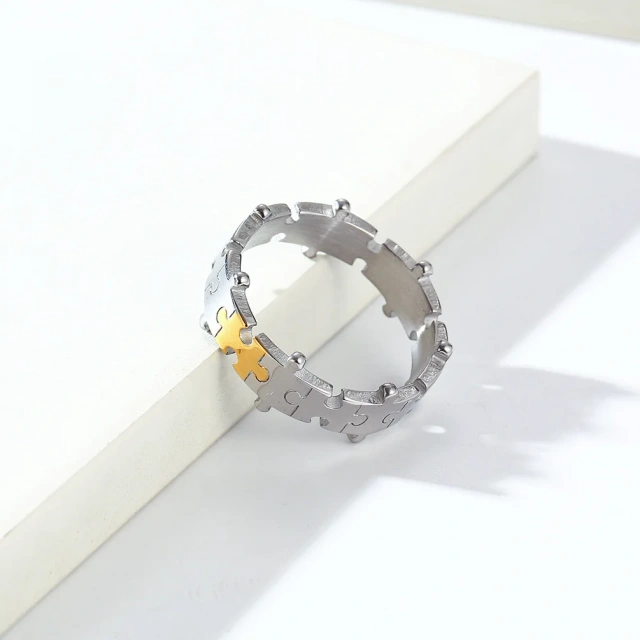 Latest Couple Jewelry Stainless Steel Puzzle Love Couple Ring