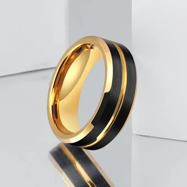 Gold & Black Plated Tungsten Couple Rings - OEM Supplier - Ouyuan