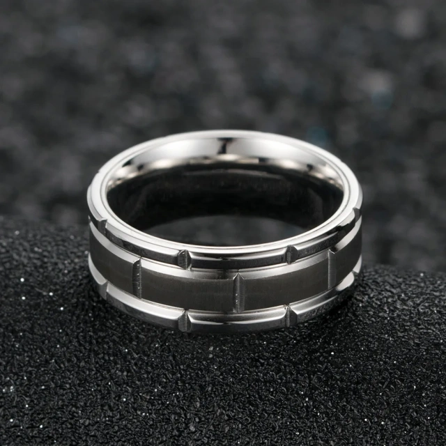Stainless Steel Brushed Combination Ring Simple Hipster Wedding Engagement Couple Ring