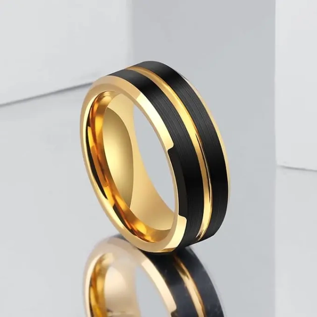 Gold & Black Plated Tungsten Couple Rings - OEM Supplier - Ouyuan