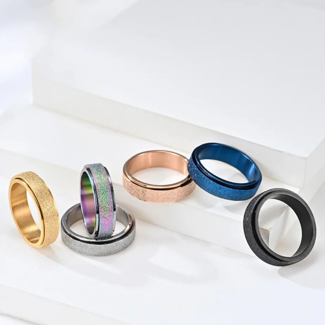 Wholesale Jewelry Men Women Rotating Finger Wedding Ring Spinning Fidget Stainless Steel Anti Anxiety Spinner Ring