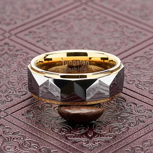 Classic Jewelry Fashion Custom logo 8mm Gold Mens Silver Tungsten Carbide Rings