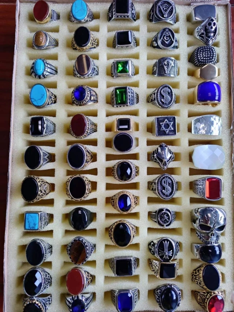 Fashion Cheap Price Man Punk Jewelry Turquoise Stone Stainless Steel Silver Plated Ring Men