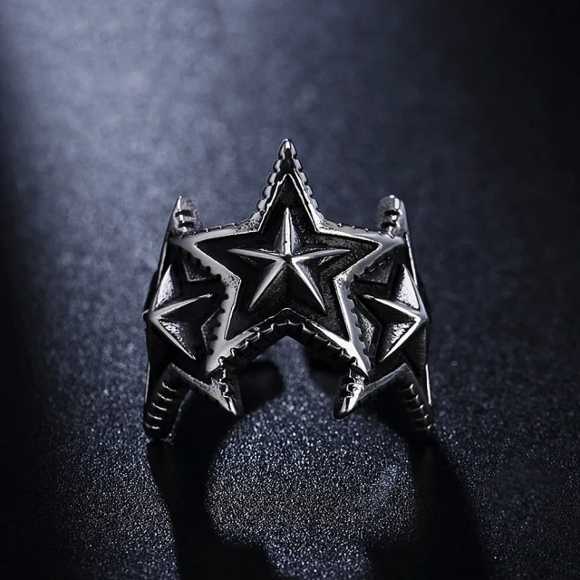 Punk Jewelry Stainless Steel Star Finger Ring for Unisex