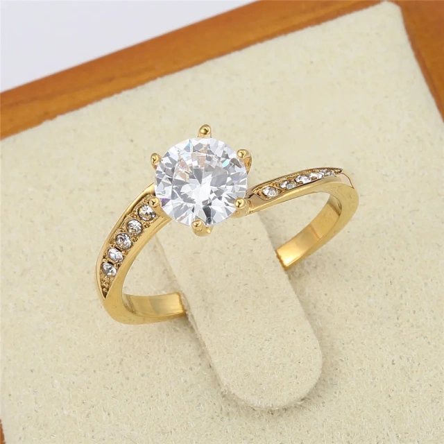 Factory Fashion Rings 18K Gold Plated Silver Zircon Rings Stainless Steel Jewelry for Women Wedding Engagement Bands
