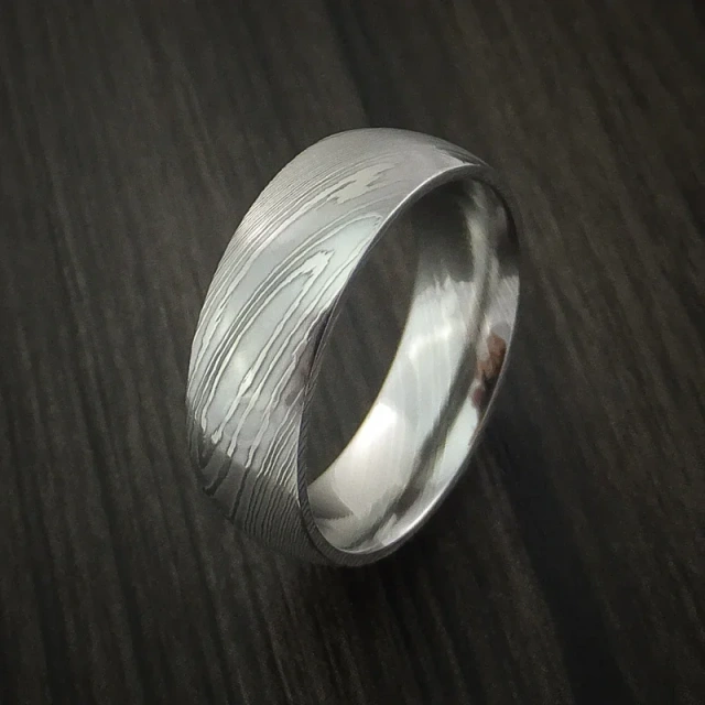 8mm Damascus Steel Wedding Rings Men's Rings Real Damascus Steel Ring