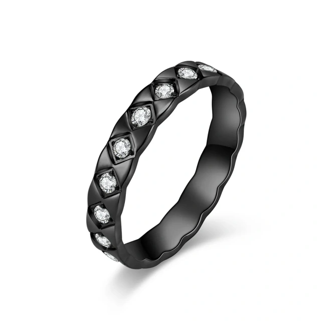 Popular Cz Paved Woman Jewelry Eternity Band Turkish Cubic Zircon Stainless Steel Diamond Ring