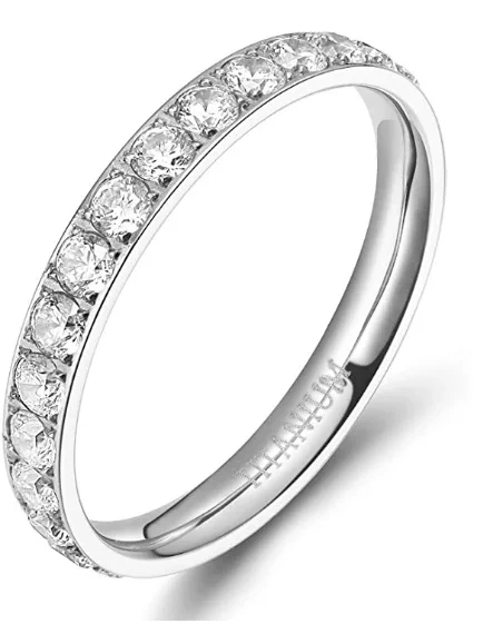 New 18K Gold Crystal Zircon Circle Ring Finger Jewelry Geometric Stainless Steel Ring for Women Accessories Titanium Jewelry