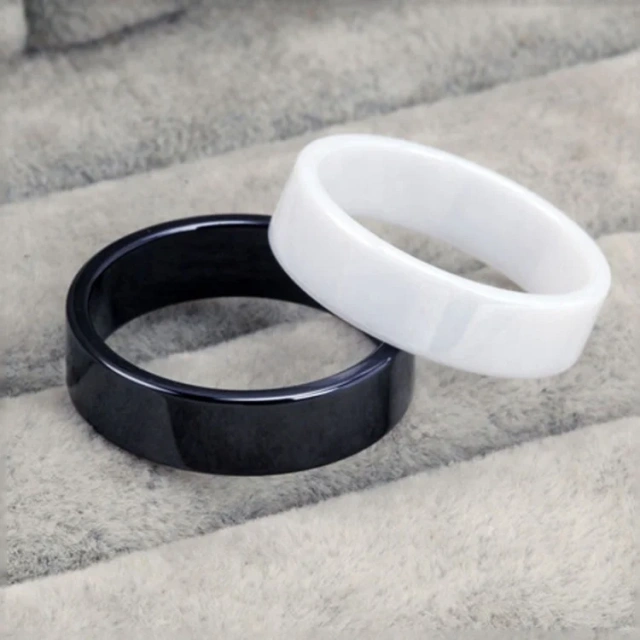 Luxury High Polished Men Ring 6mm 8mm White Black Ceramic Rings Wedding Rings