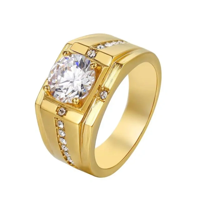 Fashion Jewelry Punk Stone Stainless Steel Silver Plated 18K Gold Plated Titanium Engagement Steel Rings for Men Women