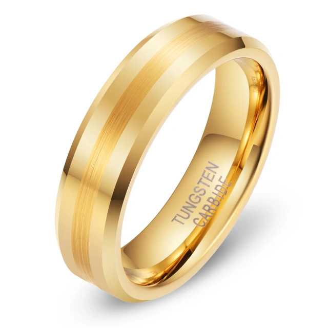 Wholesale Latest Ring Designs 6mm 8mm Wedding Couple Ring Gold Tungsten Ring for Man
