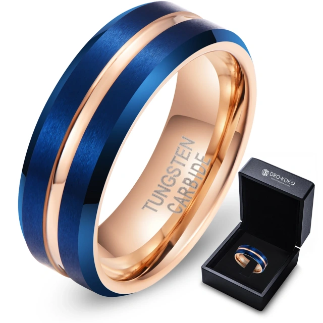 Ready to Ship Fashion Rings 8mm Tungsten Ring Center Beveled Edges Matte Rings for Men Wedding Band Comfort Fit