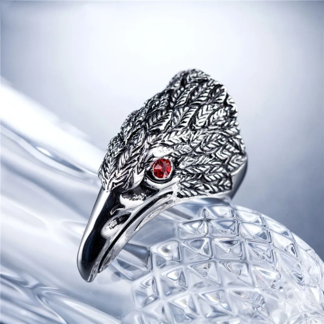 Stock in Size 7-13 Latest Fashion Long Manly Retro Punk Eagle Stainless Steel Ring for Men