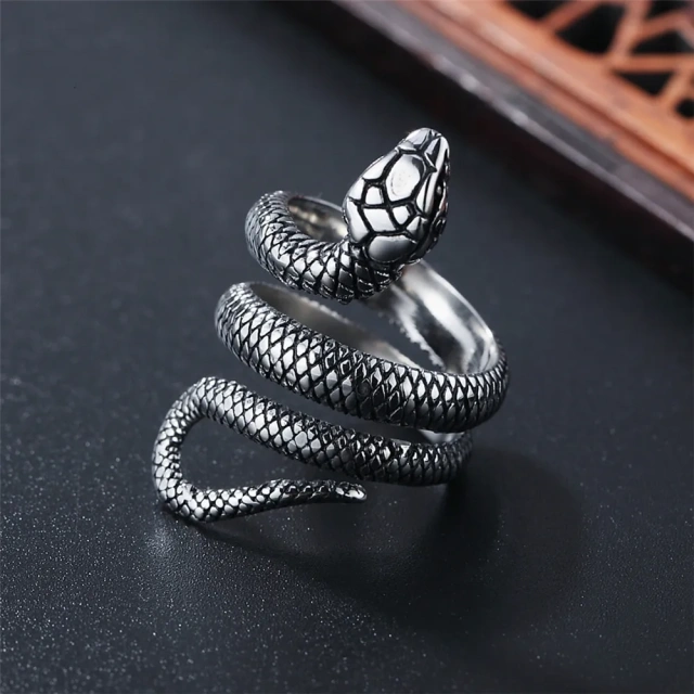 Stock Punk Style Gold Plated Snake Stainless Steel Ring for Women Man Jewelry