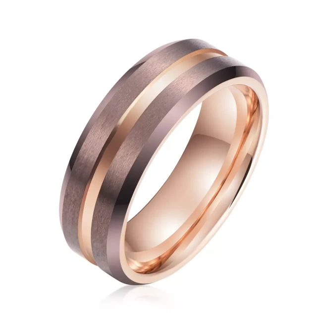 Rose Gold Plated Tungsten Rings 8mm - Men's Band Supplier - Ouyuan