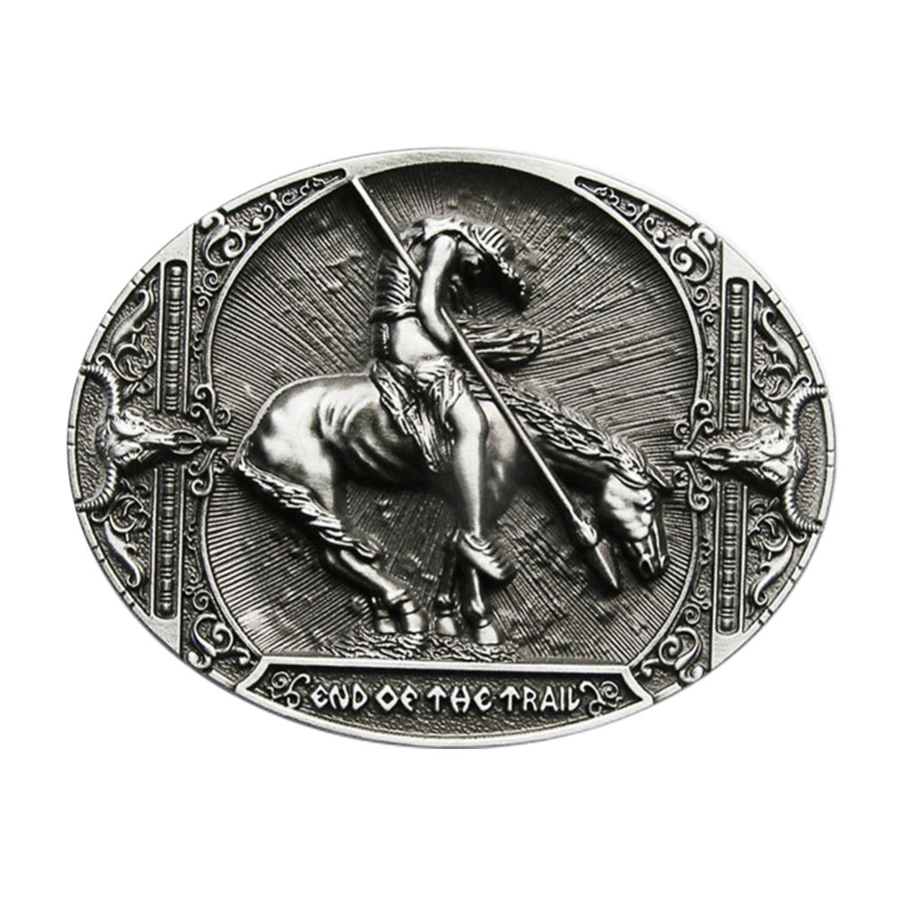 Silver Rodeo Antique Silver Rodeo Cowboy Western Oval Belt Buckle Boucle de Ceinture