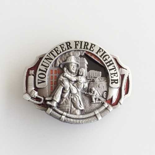 Enamel Hero Volunteer Fire Fighter Belt Buckle Gurtelschnalle Boucle de ceinture BUCKLE-OC009