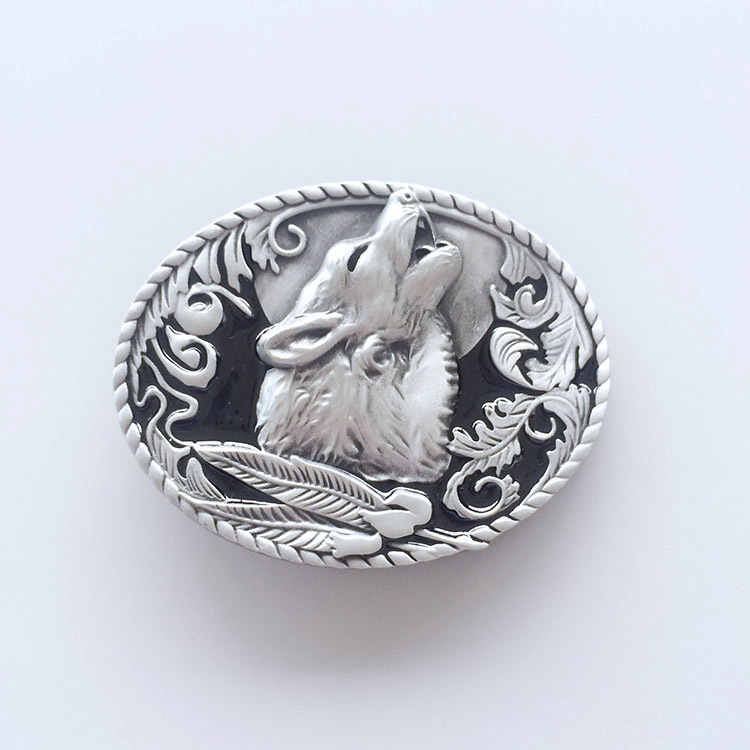 Black Enamel Western Wildlife Belt Buckle