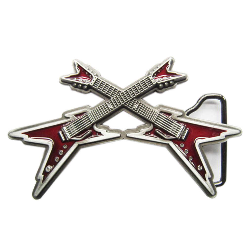 Vintage Red Enamel Cross Electric Guitar Belt Buckle Gurtelschnalle Boucle de ceinture