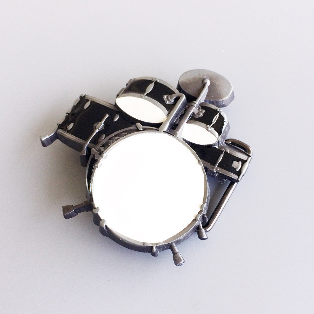 Vintage Drum Kit Black Enamel Music Belt Buckle Gurtelschnalle Boucle de ceinture