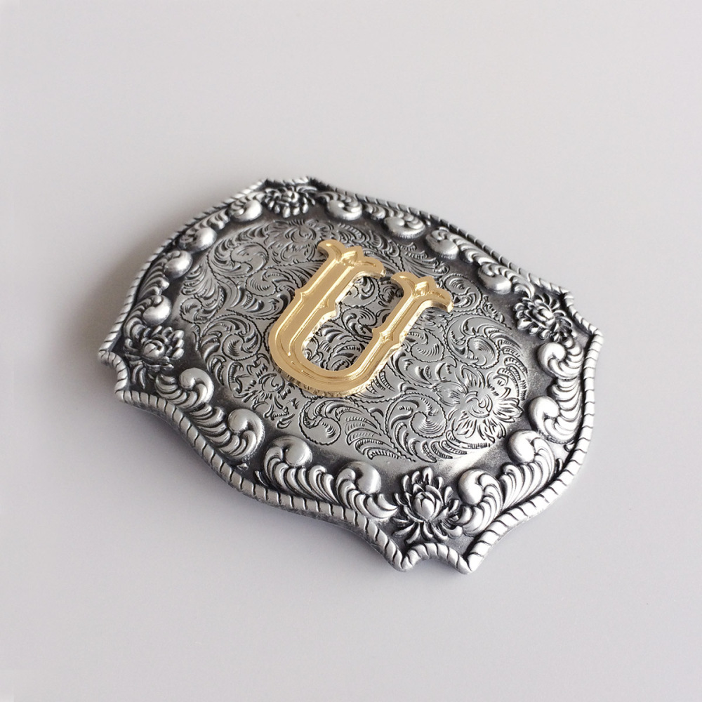 Initial Letter U Western Style Cowboy Cowgirl Belt Buckle BUCKLE-LE010U