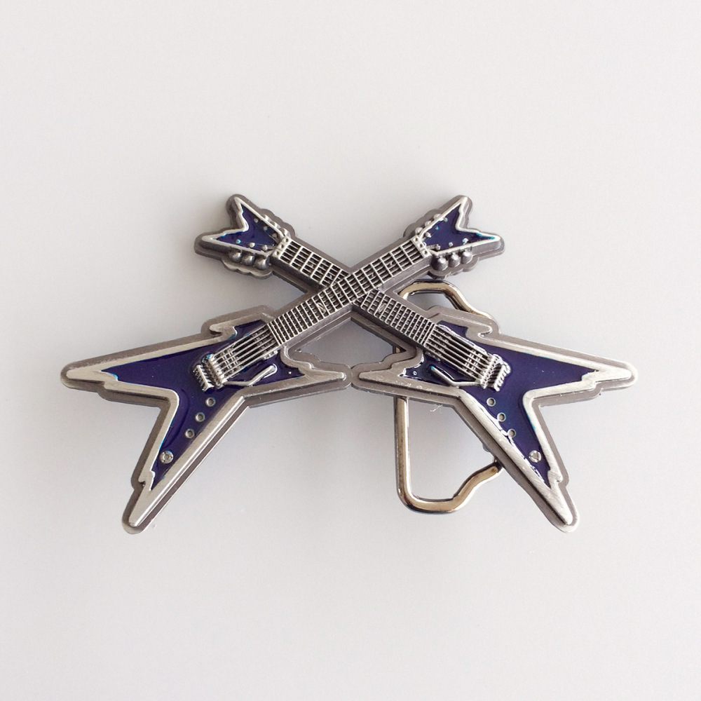 Vintage Blue Enamel Cross Electric Guitar Belt Buckle Gurtelschnalle Boucle de ceinture