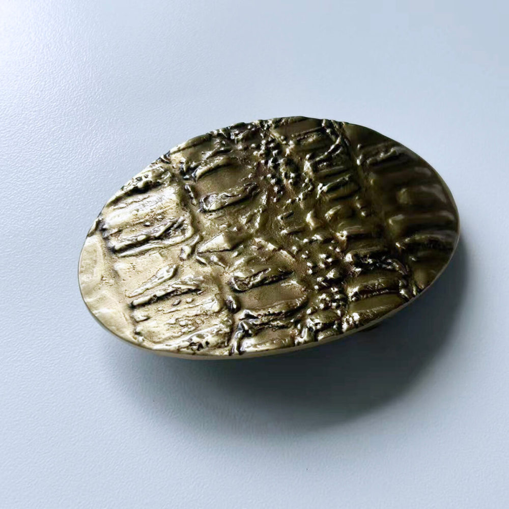 Solid Brass Rock Stone Texture Belt Buckle BUCKLE-BS022