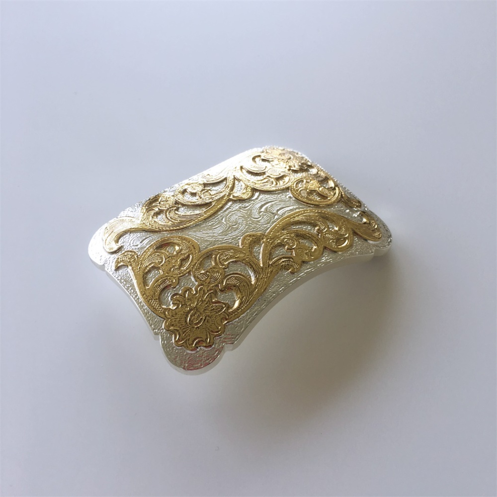 Double Plated Color Western Flower Cowboy Cowgirl Solid Brass Belt Buckle BUCKLE-BS013SG