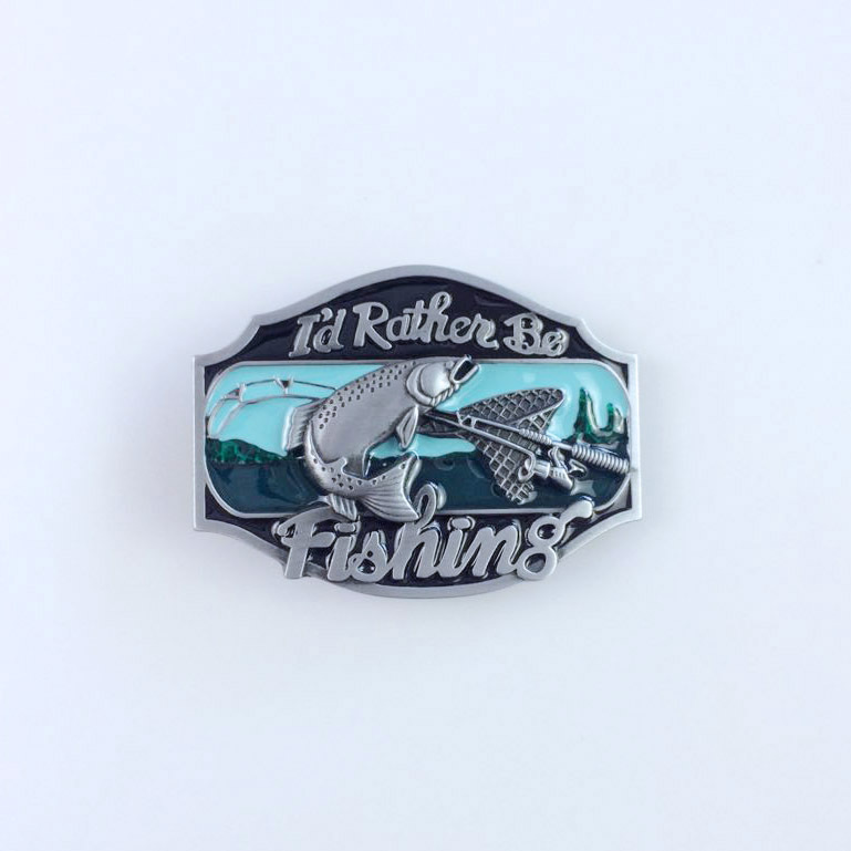 Vintage Style Rather Be Fishing Fish Wildlife Belt Buckle