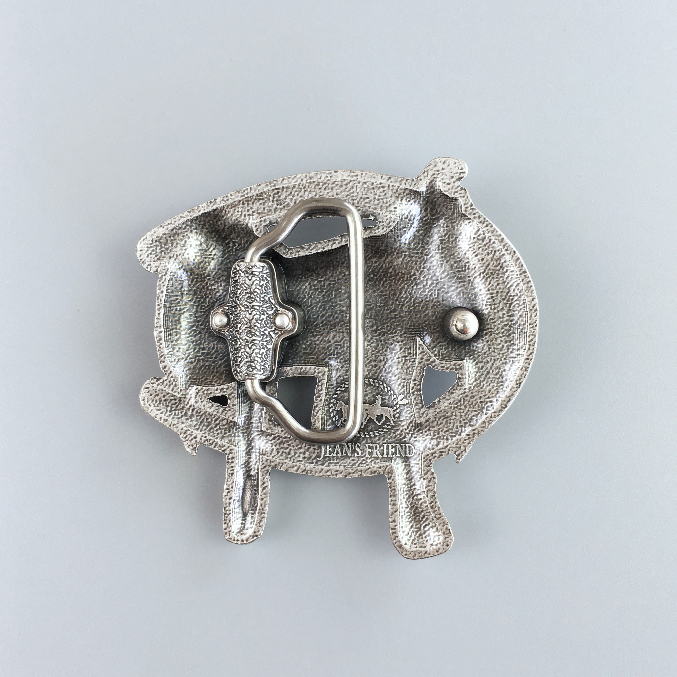 Vintage Silver Plated Saddle Horse Shoe Western Cowboy Cowgirl Belt Buckle