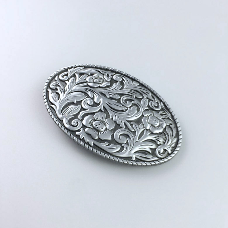 Vintage Western Cowboy Cowgirl Flower Oval Belt Buckle Gurtelschnalle Boucle de ceinture