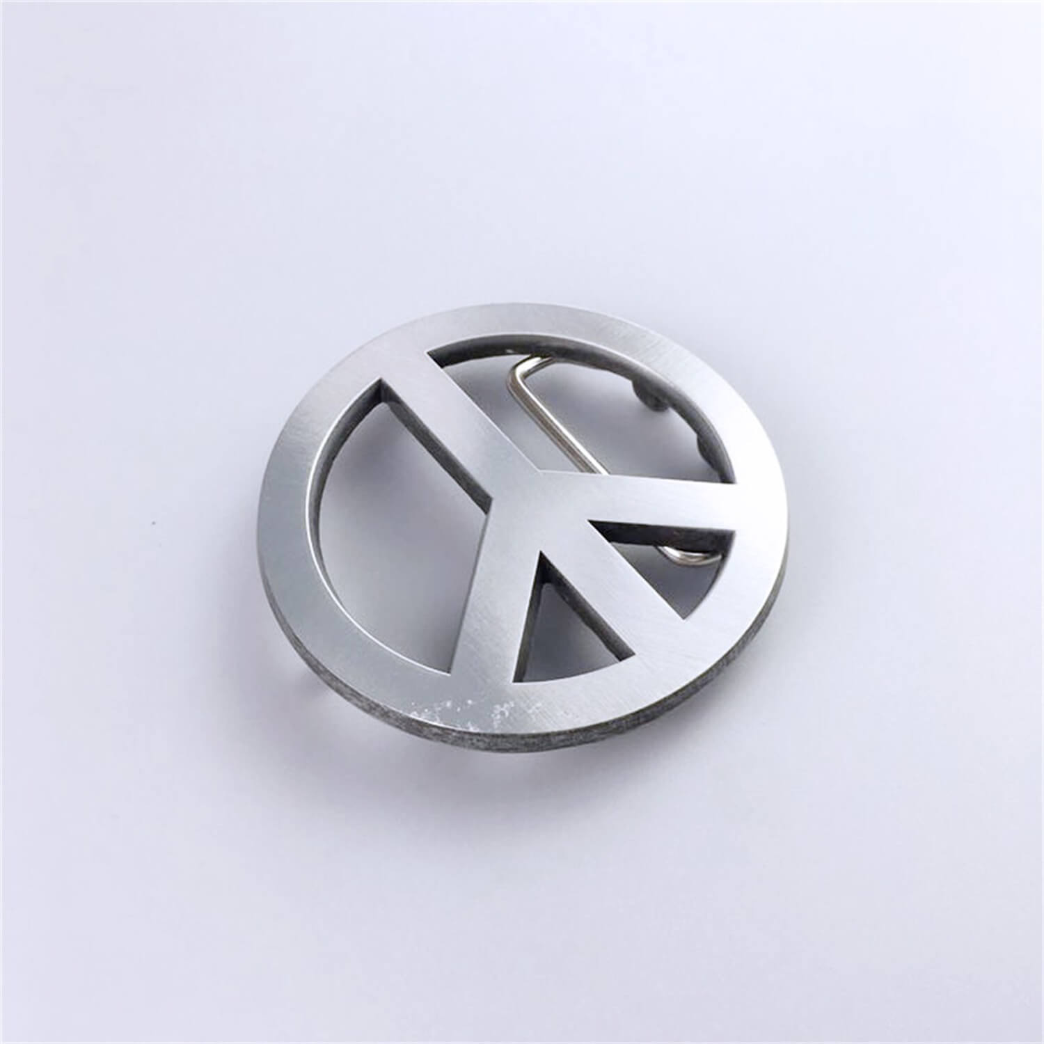 Antique Silver Peace Symbol Love Sign Belt Buckle for Men