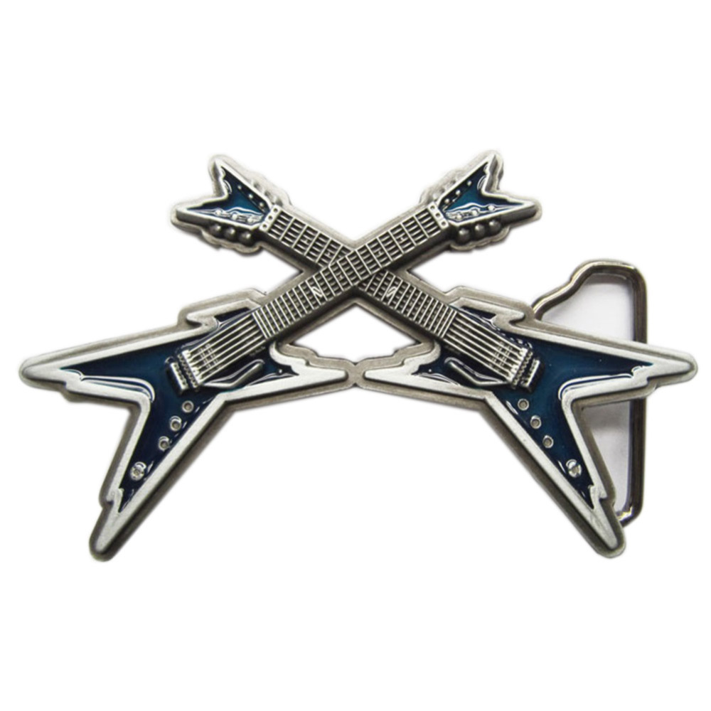 Vintage Blue Enamel Cross Electric Guitar Belt Buckle Gurtelschnalle Boucle de ceinture