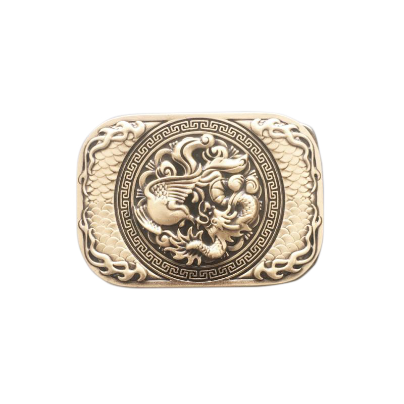 New Dragon Rectangle Solid Brass Belt Buckle BUCKLE-BS005