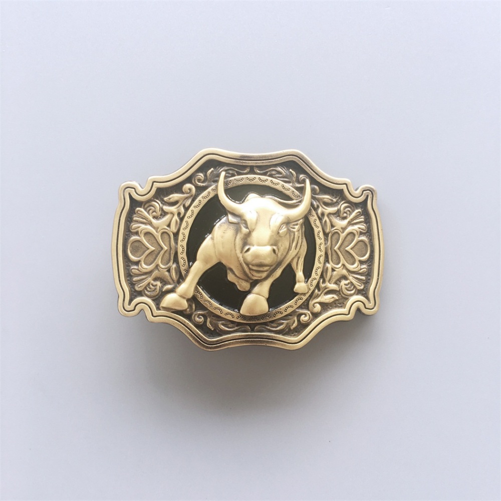 Western Rodeo Bull Solid Brass Belt Buckle BUCKLE-BS008