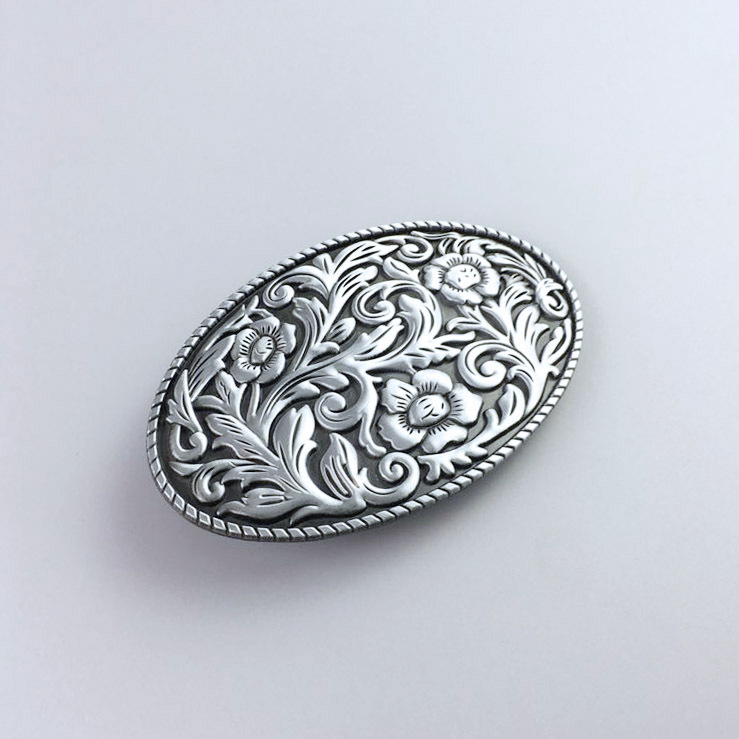 Vintage Western Cowboy Cowgirl Flower Oval Belt Buckle Gurtelschnalle Boucle de ceinture
