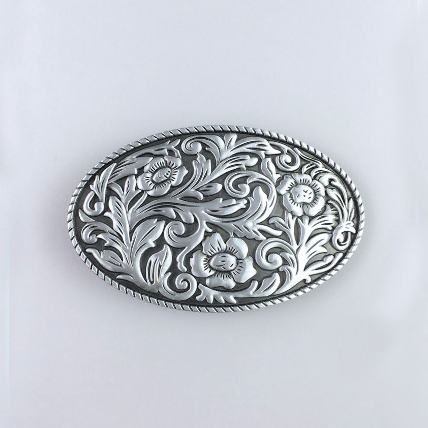 Vintage Western Cowboy Cowgirl Flower Oval Belt Buckle Gurtelschnalle Boucle de ceinture