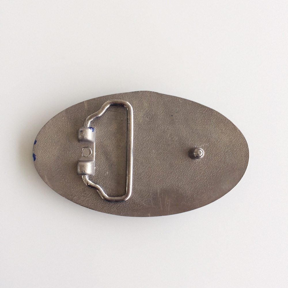 Vintage Blue Enamel Microphone Music Oval Belt Buckle Gurtelschnalle Boucle