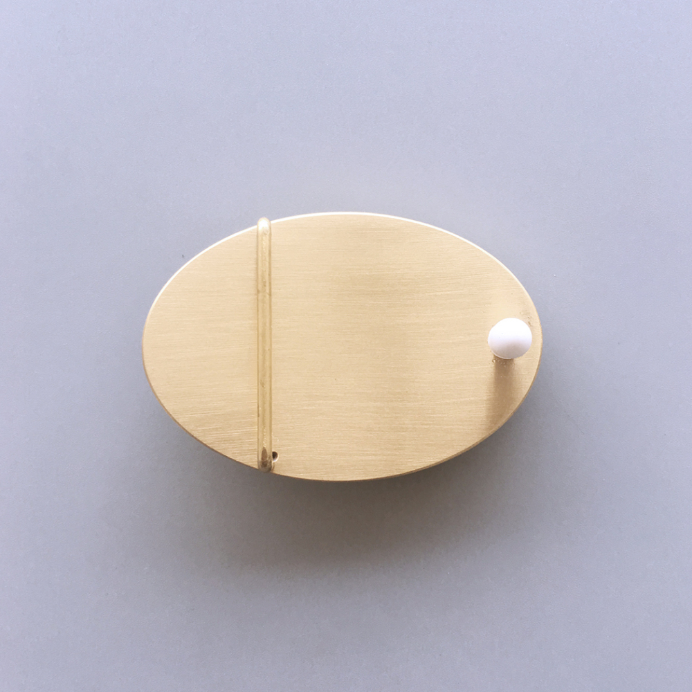 New Western Flower Stone Oval Solid Brass Belt Buckle BUCKLE-BT009